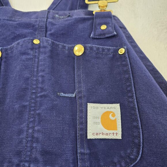 Vtg Carhartt Duck Bib Overalls Canvas Double Knee Mens 42x30 Insulated Quilted - Picture 5 of 16